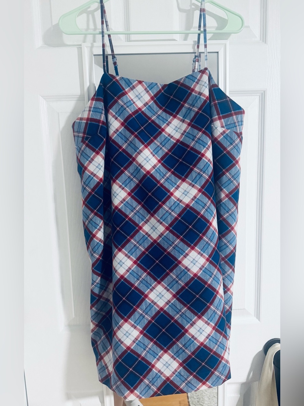 Old Navy Red White Blue Plaid Sundress with Adjustable Straps